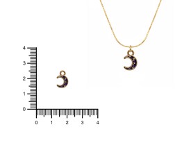 Dije Esmaltado Luna Negra Dorada Pequeña x 10 Unidades